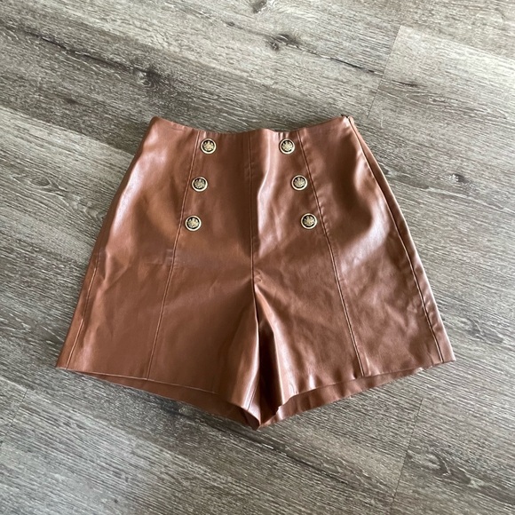 Zara Pants - Zara High Waist Brown Shorts with Button Accents